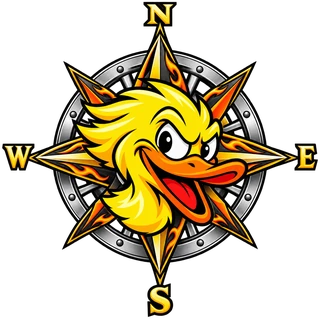 Golden duck compass emblem